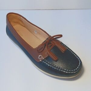 Hotter Bay Sail Loafer Moccasin Navy and Tan Size 11 Womens